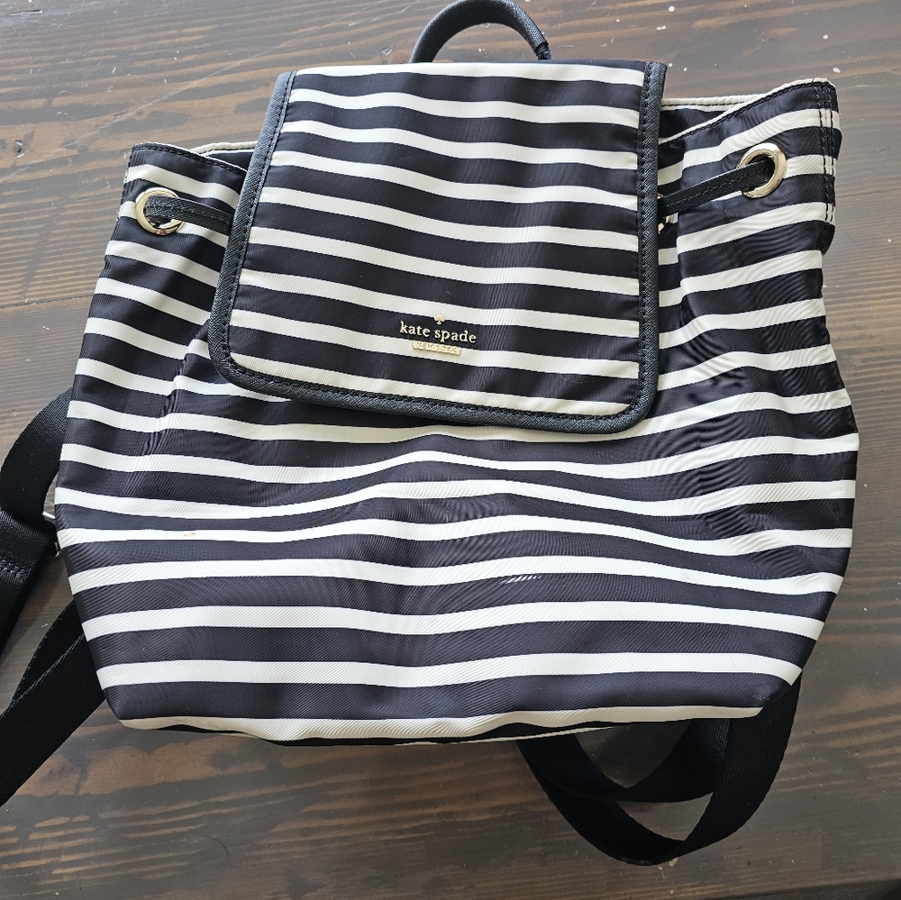 Kate Spade black & white backpack purse